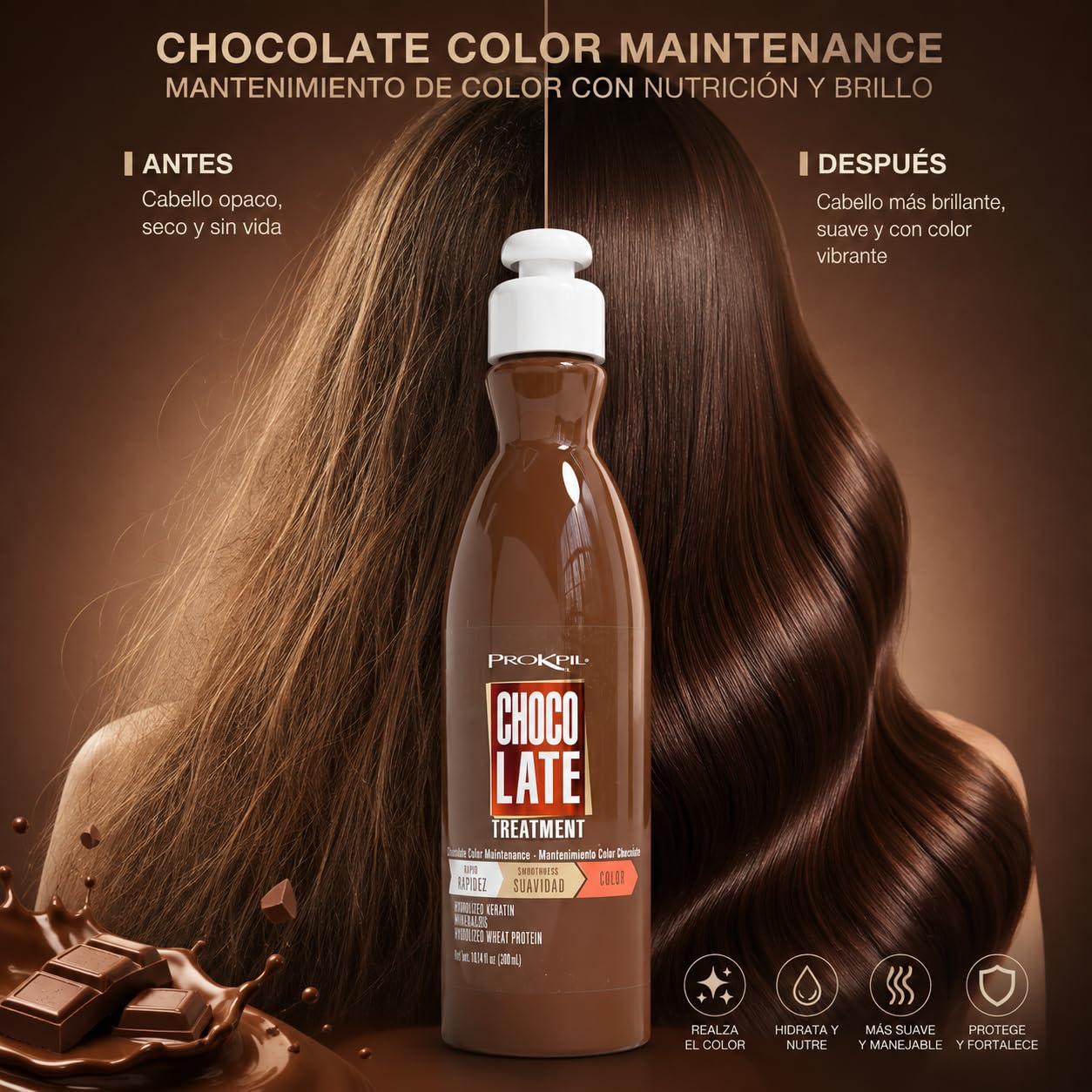 Prokpil Chocolate Hair Color Maintenance Treatment | Color Depositing Mask for Colored Hair | Helps Maintain Rich Chocolate Brown Tones | Keratin, Wheat Protein & Amino Acids | 10.1 Fl. Oz image 2