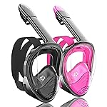 QingSong Full Face Snorkel Mask for Adults, Snorkeling Gear with Camera Mount, 180 Degree Panoramic View Snorkel Set Anti-Fog Anti-Leak