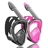 QingSong Full Face Snorkel Mask for Adults, Snorkeling Gear with Camera Mount, 180 Degree Panoramic View Snorkel Set Anti-Fog Anti-Leak