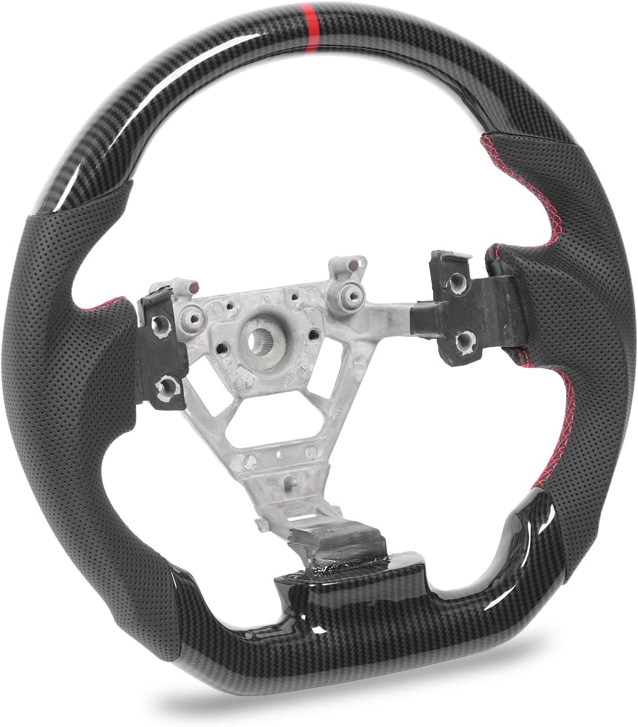 Hydro Dip Wygląd Włókna Węglowego Stee Wheel Perforowana Skórzana Płaska Kierownica do 350z 2003?2008 Czerwone Szwy Koło Sterowe Hydro Dip Płaskie Dno Stee Perforowane