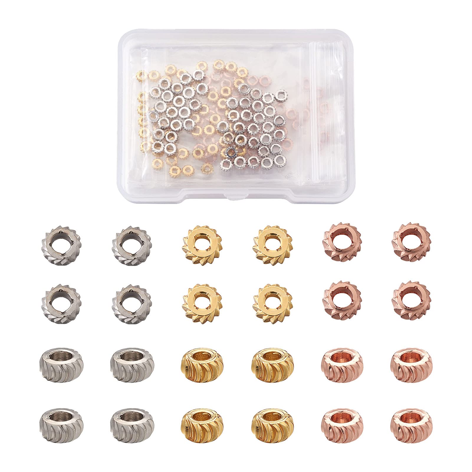 Cheriswely 200 Perline Distanziali Piatte Ottone 6mm - Platino, Foro 1,8mm Per Bigiotteria Fai Da Te - 4
