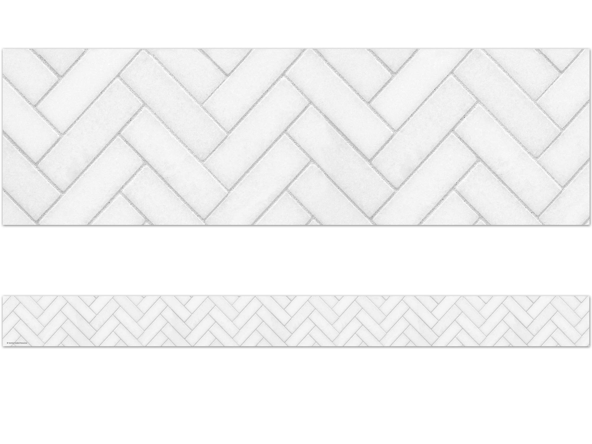Teacher Created Resources Modern Farmhouse White Herringbone Straight Border Trim (TCR8514)
