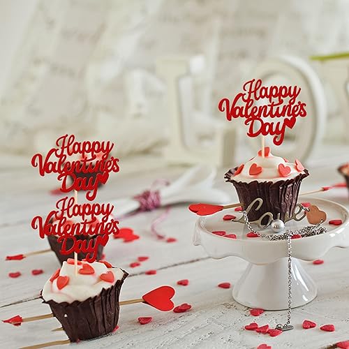 Miniatura 5 de 24 piezas de adornos para cupcakes de Feliz Día de San Valentín labios con purpurina corazón dulce amor boda automóvil bésame para el día de San
