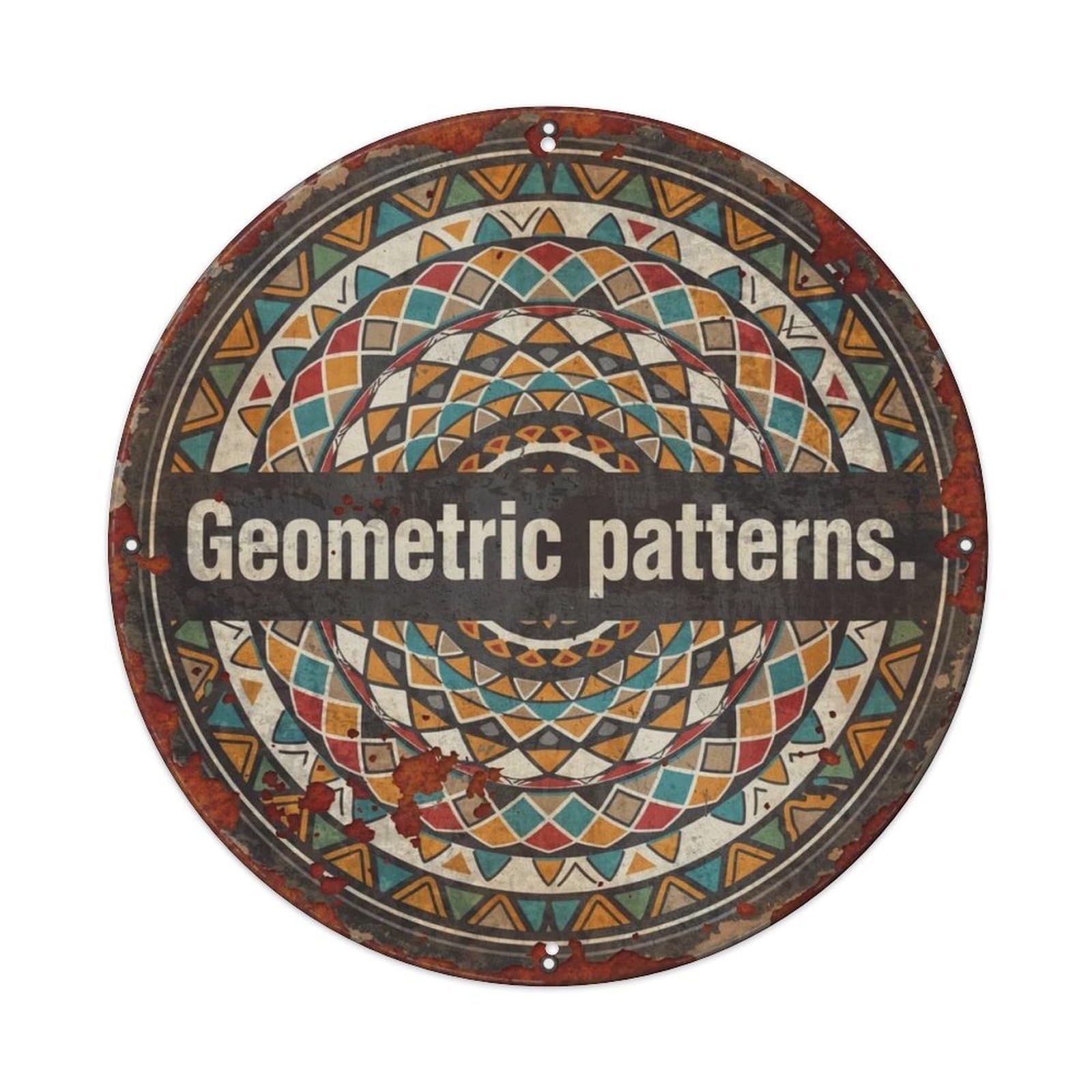 Geometric Patterns. Metal Tin Sign Plaque