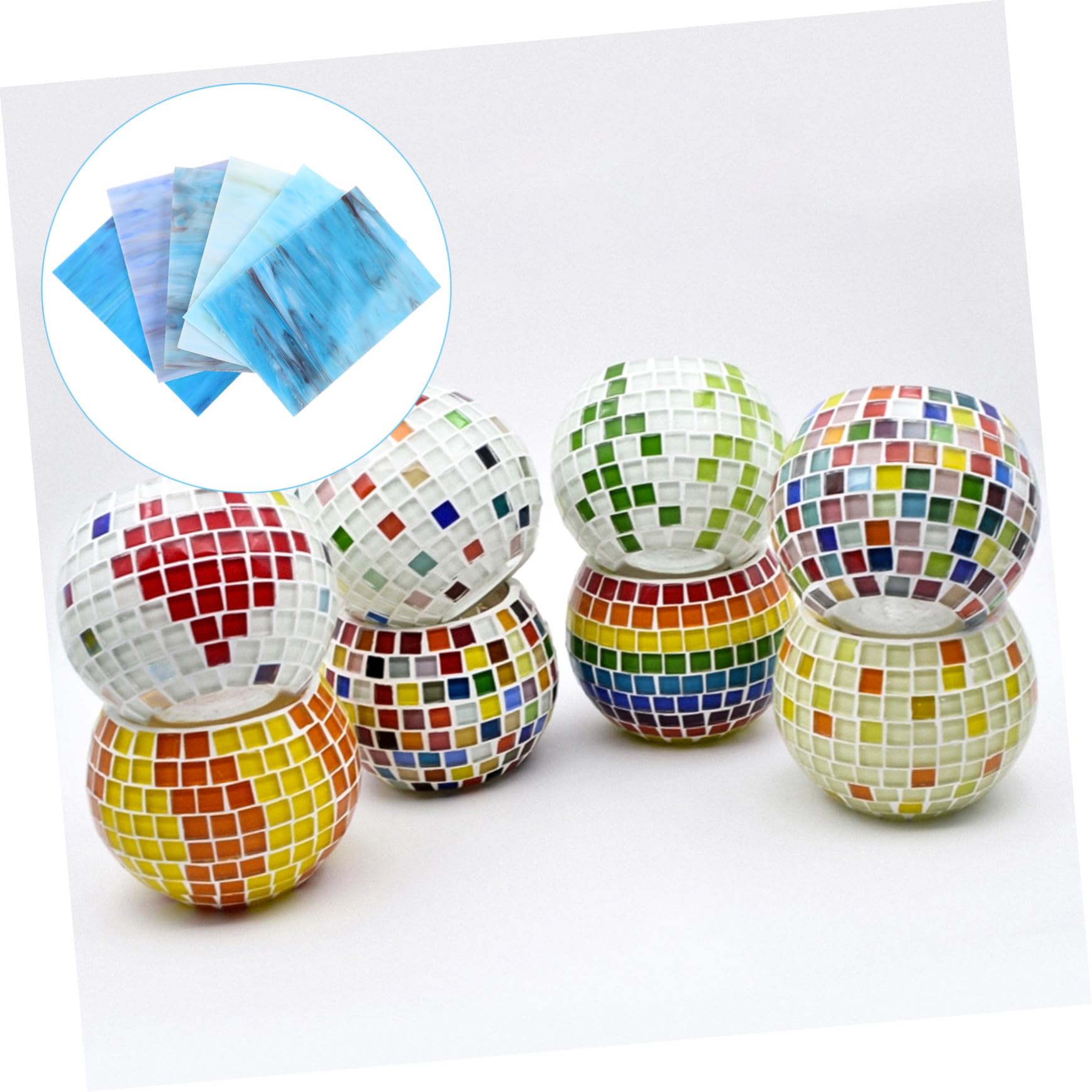 Buntglasplatten Farbiges Mosaikglas Zufälliger Stil aus Glimmer Blaue Kathedralen 6 Stück mit Transparentem Design für Weihnachtsdekoration und Lichtreflexionsprojekte