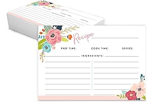 Set of 50 Recipe Cards 4x6 Inches Double Sided, Kitchen Recipe Card...