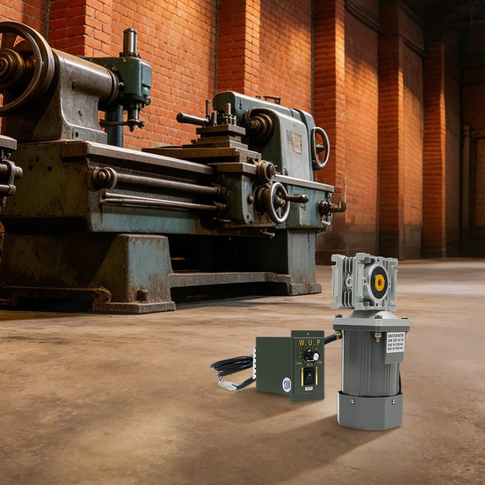 Motor de engranaje de tornillo sin fin eléctrico de 220 V 120 W con regulador, velocidad ajustable, engranaje reductor de tornillo sin fin con doble rodamiento de bolas, motor de engranaje de tornillo