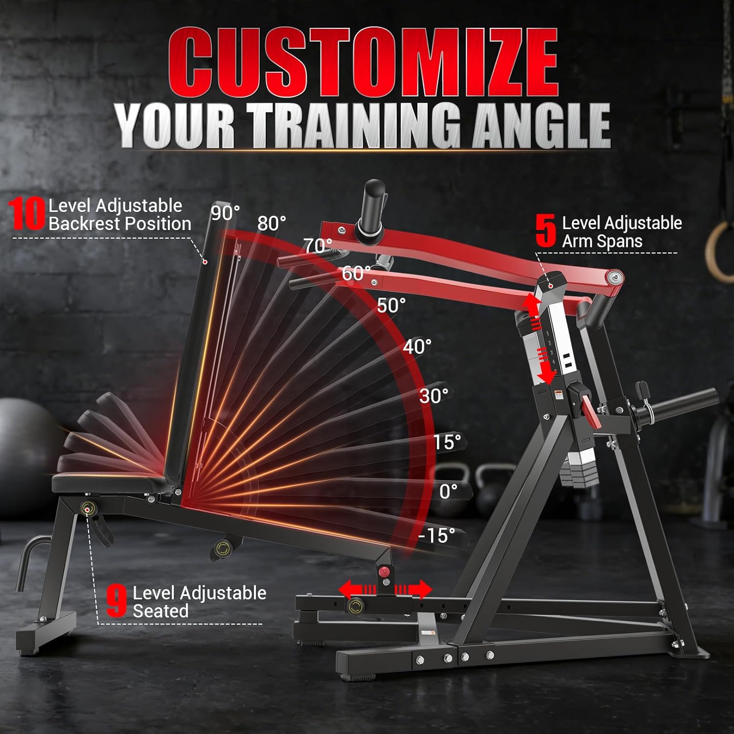 ANCHEER Chest Press Machine with Weight Bench, 1250LBS Bench Press Machine with Independent Arms, 10+5 Adjustable for Full Chest & Upper Body Strength Training Home Gym Equipment