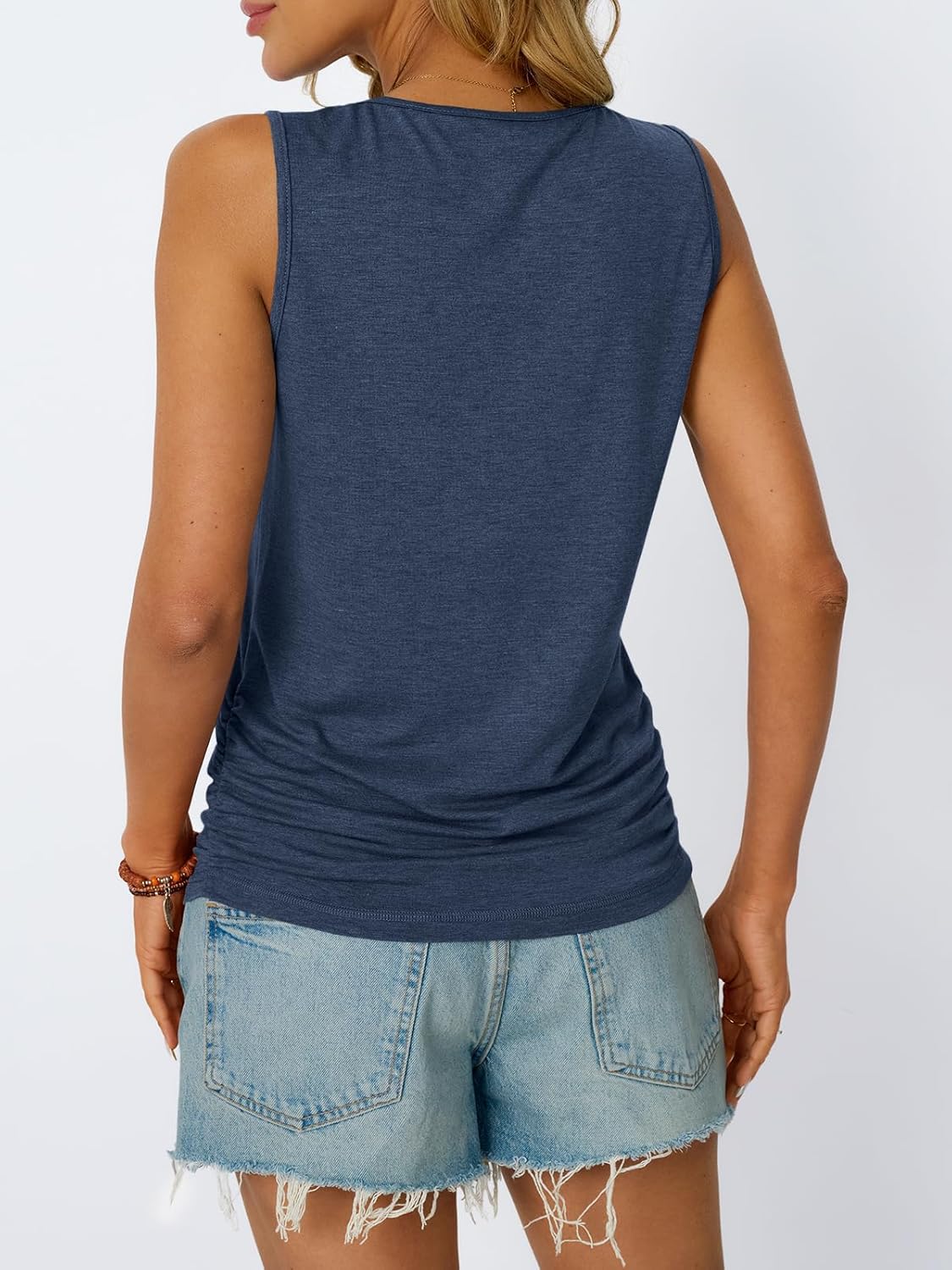 Womens Tank Tops 2026 Square Neck Ruched Sleeveless Summer Casual Basic Tops for Vacation Daily Wear Trendy image 4