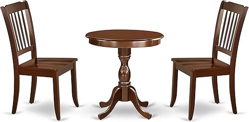 Miniatura 2 de East West Furniture ESDA3-MAH-W Eden - Juego moderno de 3 piezas que contiene una mesa redonda de madera con pedestal y 2 sillas de comedor, 30 x 30