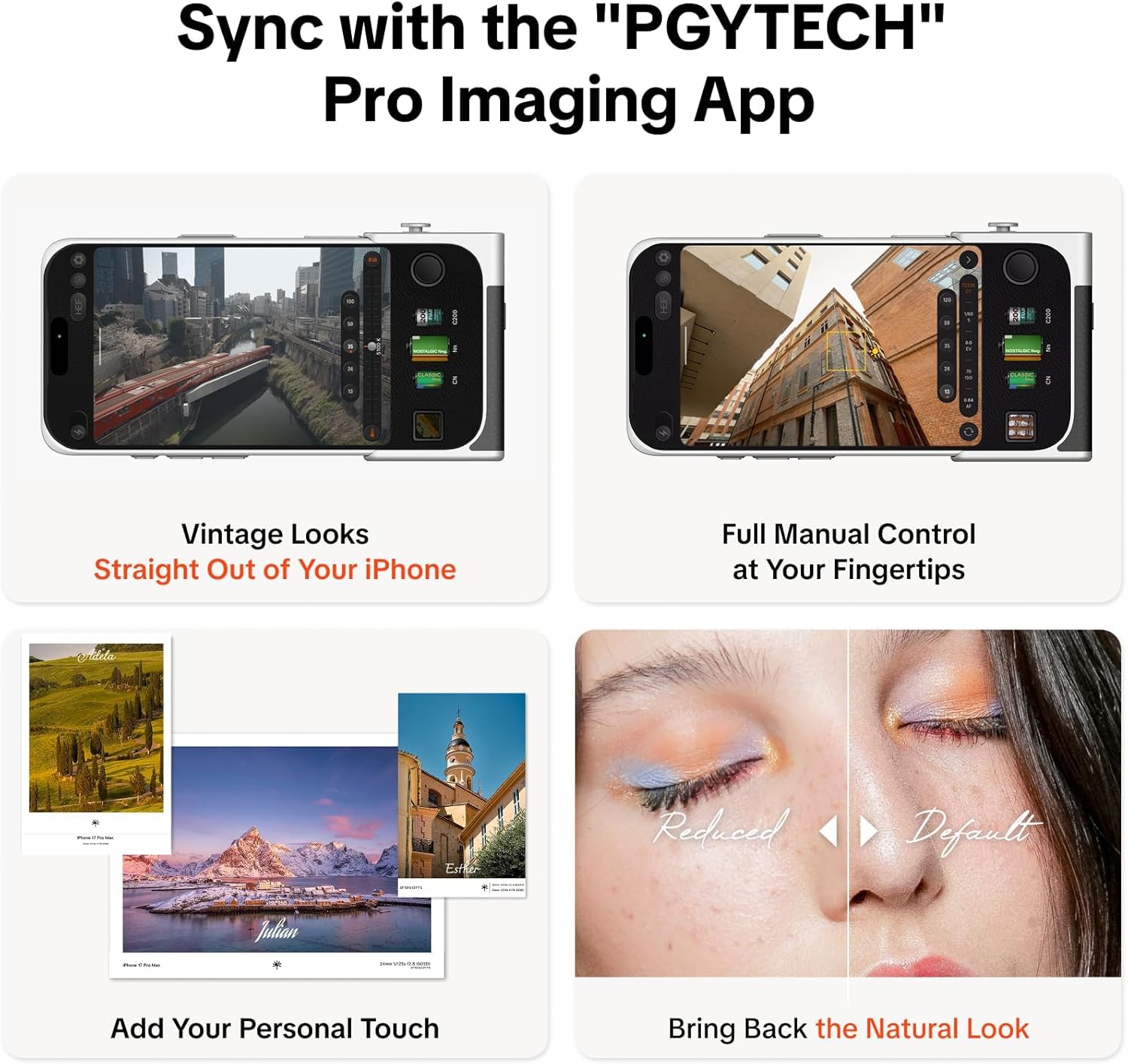 PGYTECH RetroVa Grip Kit for iPhone 17 Pro Max, Vintage Leather-Style Phone Case with Camera Grip, External microSD Recording, Bluetooth Remote Control for Photography/Vlogging/Travel