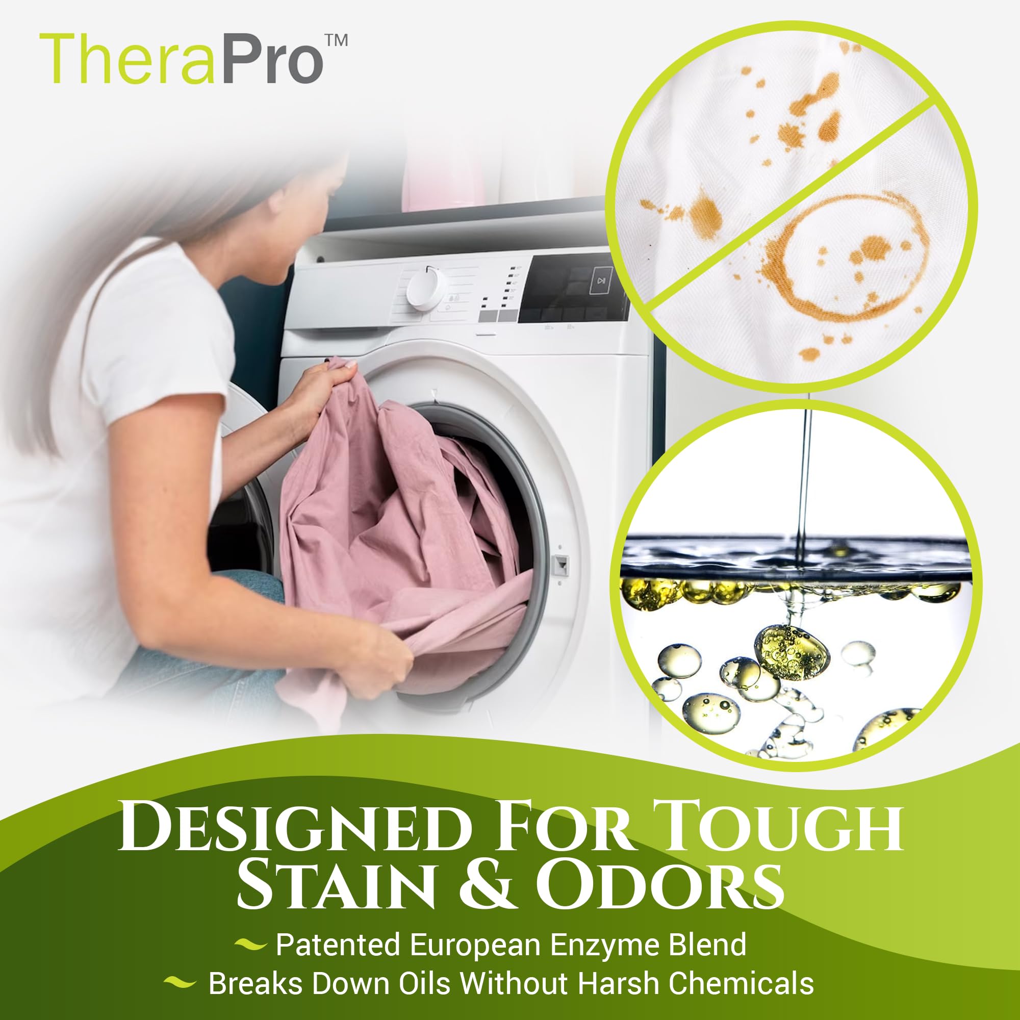 TheraPro Natural Liquid Laundry Detergent for Massage Sheets & Spa Linens - 1 Gallon - Professional Grade Biodegradable Laundry Detergent Removes Tough Stains Left by Oil & Creams - Fresh Clean Scent