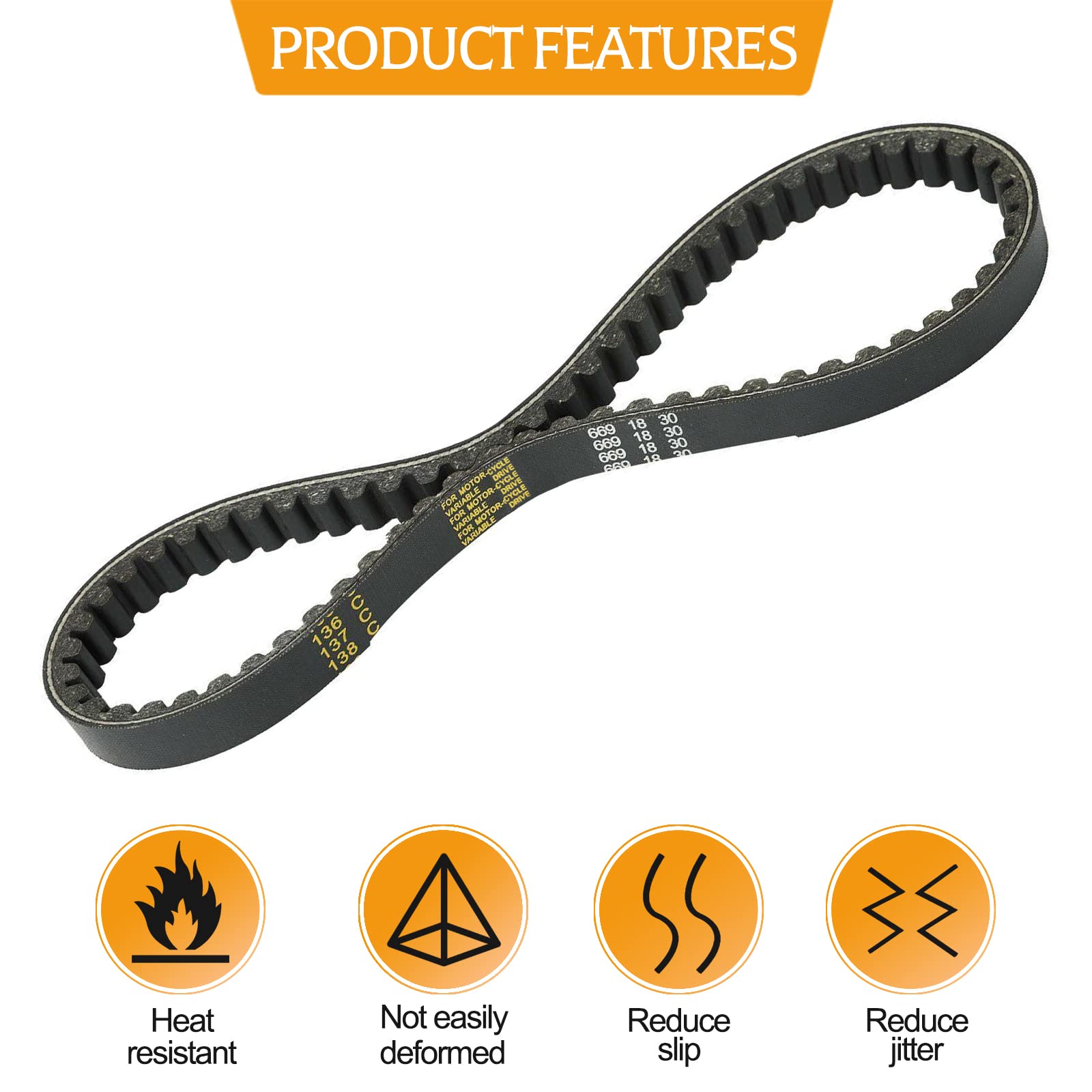GATES CVT DRIVE BELT 669 X 18 X 30 FOR 50cc QMB139 - GY6RACING - View #12