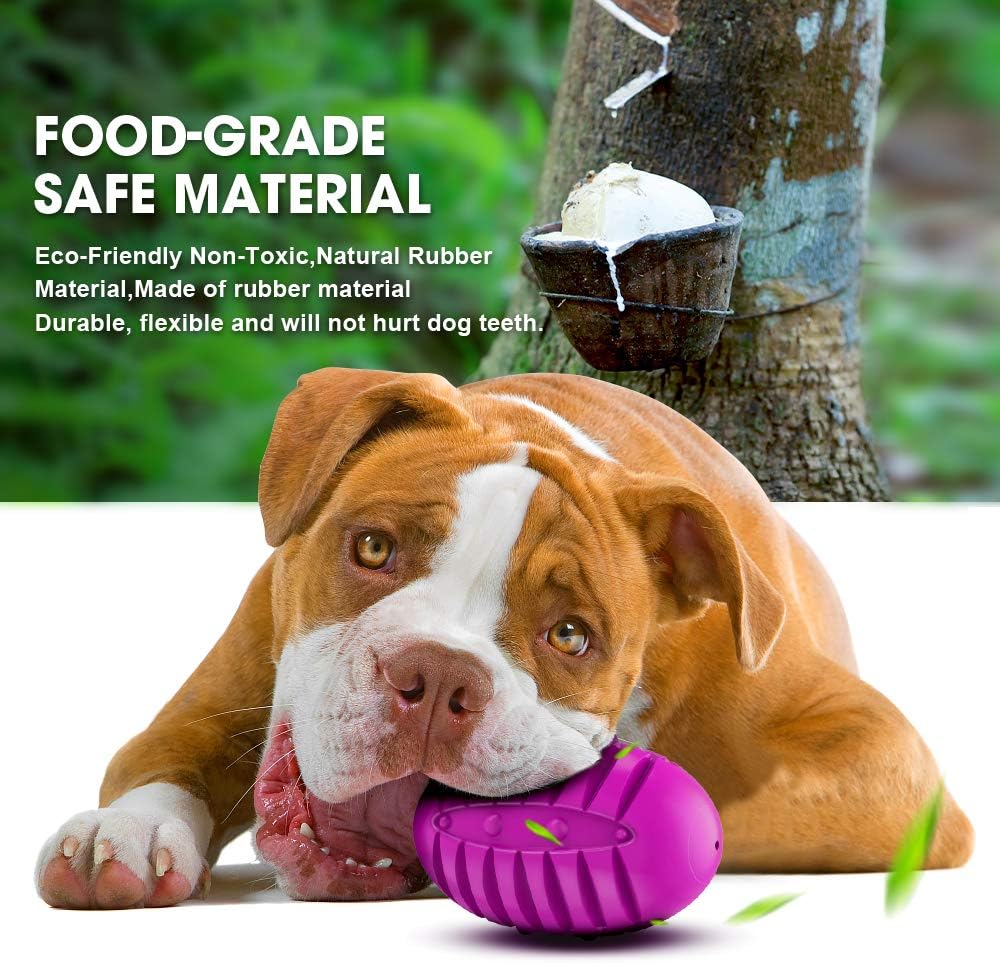 Dog Squeaky Toys for Aggressive Chewers Small Medium Large Breed, Indestructible Durable Dogs Chew Toy with Squeaker, Interactive Rubber Squeak Ball Puppy Teething Funny Pet Birthday Gift Bacon Flavor