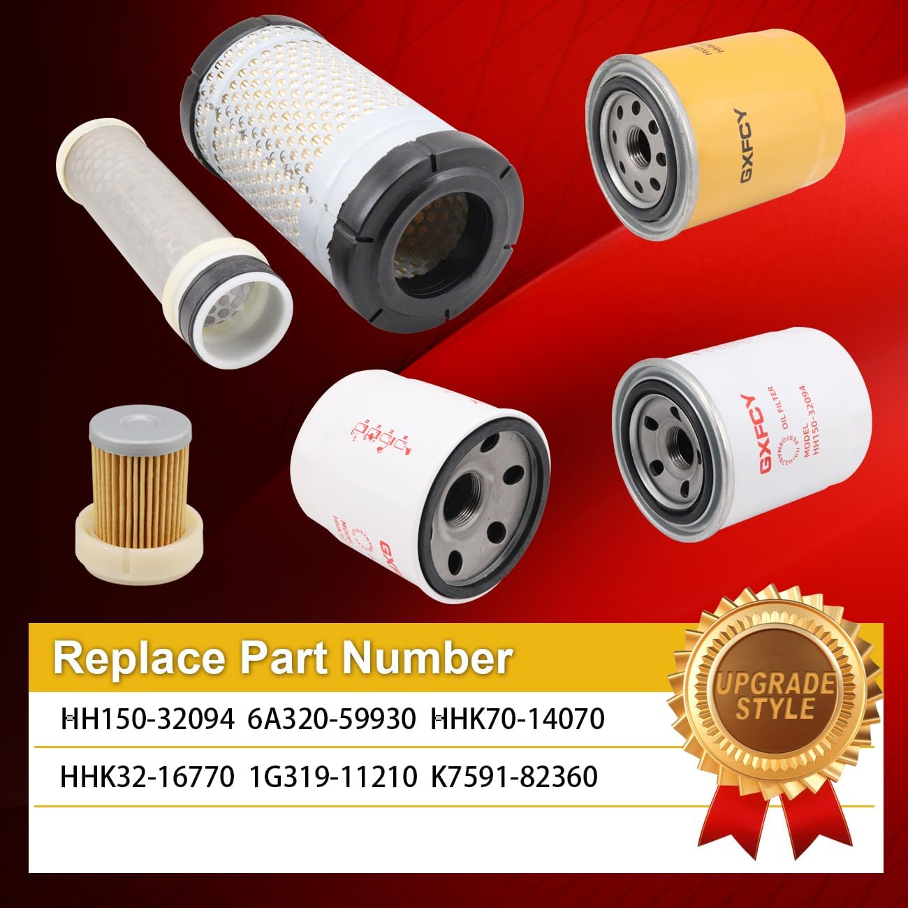 HH150-32094 6A320-59930 HHK70-14070 HHK32-16770 Oil Filter 1G319-11210 Air Filter K7591-82360 Air Filter Compatible with Kubota RTV-X1100C RTV-X1120D Utility