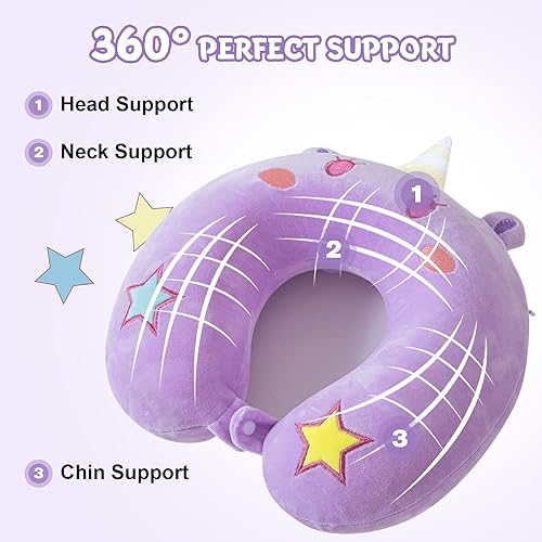 Miniatura 2 de Almohada de viaje para niños y adultos, bonita almohada para el cuello para viajar, almohada de espuma viscoelástica para avión, almohada para