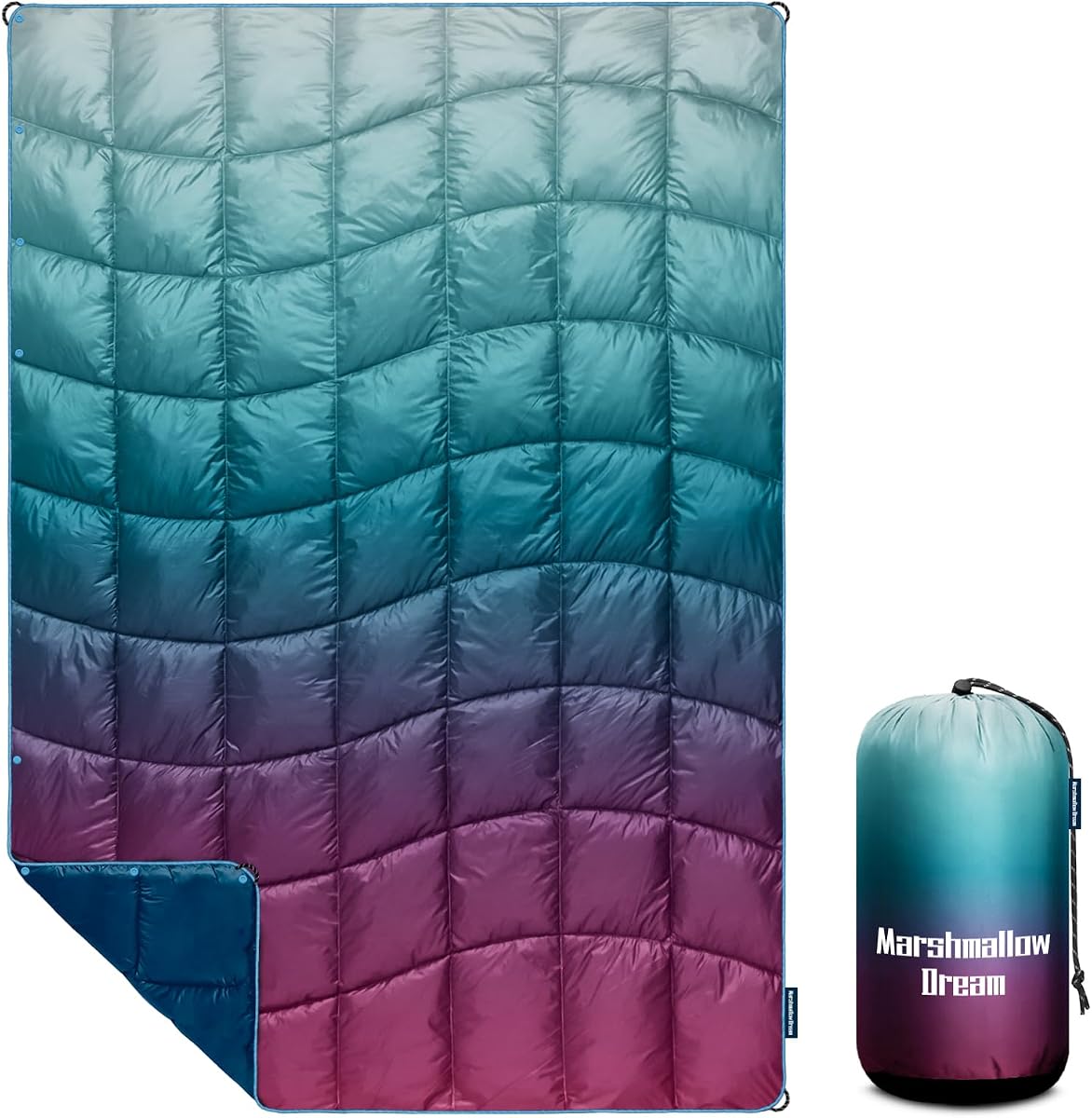 Manta de camping, manta hinchada para campamento, mini manta para exteriores | Ligero, resistente al viento, resistente al agua para senderismo, mochilero, coche, picnic, estadio.