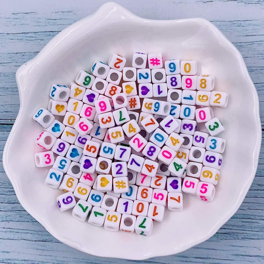 1000 Pcs Letter Beads Acrylic Cube Beads Alphabet Bead Number Bead with Elastic String for Jewelry Making - Image 3