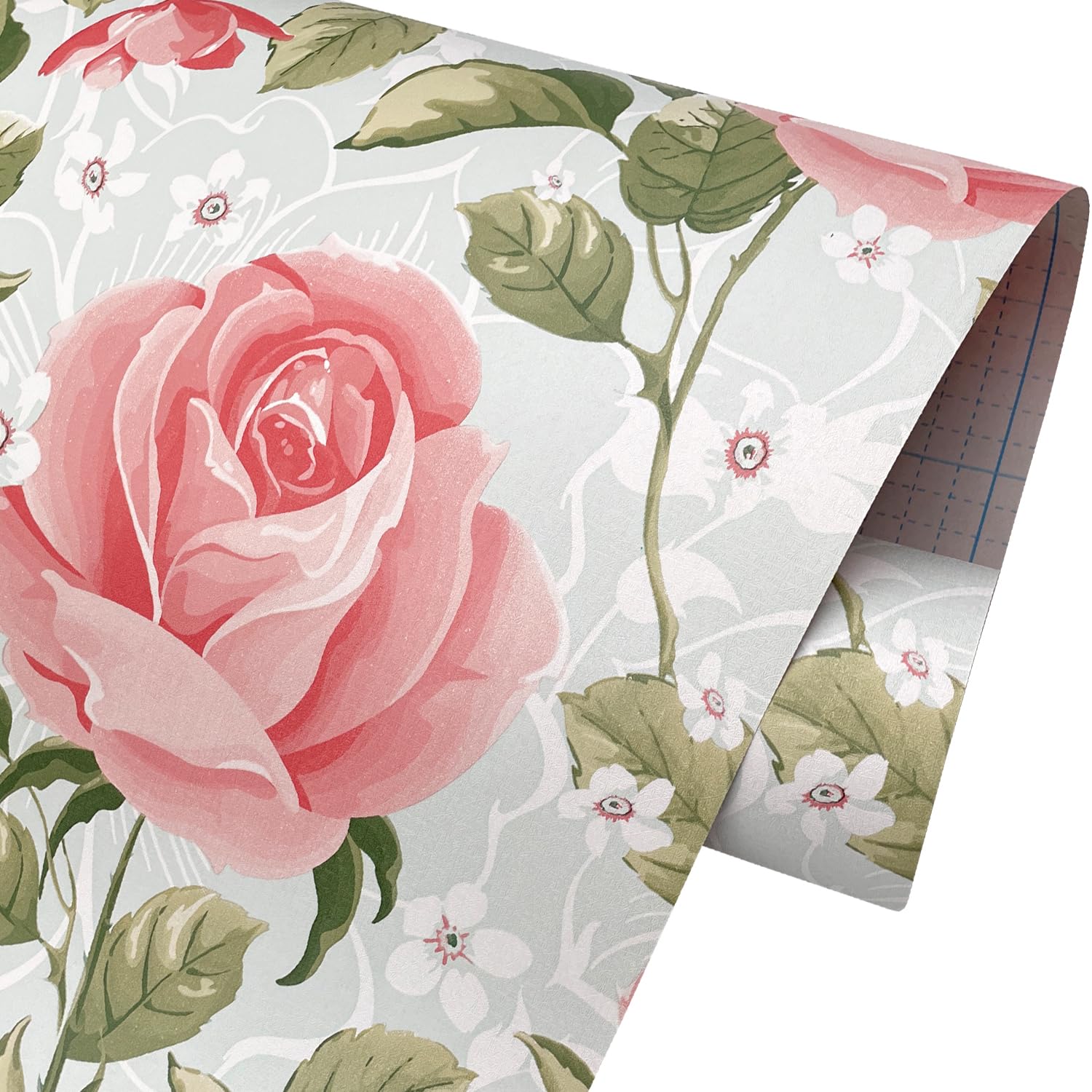 Forro de estantes de rosa rosa adhesivo decorativo para cajones y paredes de 17.7 pulgadas