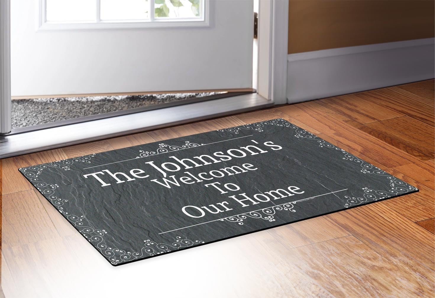 Custom Name Gifts Four Lines Your Text Doormat Welcome Mat Personalized Doormat Simulated Slate