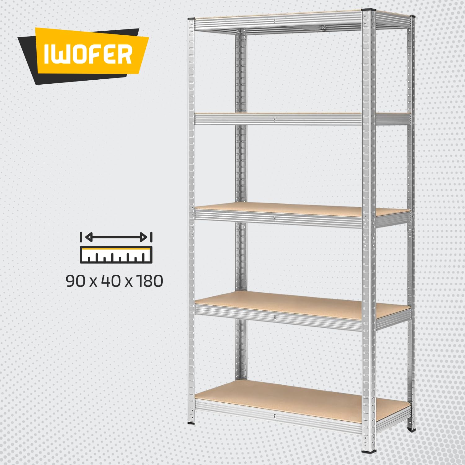 Set 2 Scaffali in Metallo 180x90x40 cm per Carichi Pesanti 875 kg - 175 kg per Ripiano Scaffalatura 5 ripiani per Magazzino Garage (2)