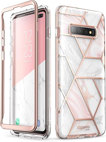 i-Blason Cosmo Series Case for Samsung Galaxy S10+ Plus, Stylish Glitter Protective Bumper Case Without Built-in Screen Protector Marble