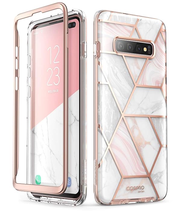 i-Blason Cosmo Series Case for Samsung Galaxy S10+ Plus, Stylish Glitter Protective Bumper Case Without Built-in Screen Protector (Marble) by i-Blason - Used condition - CA$16.40