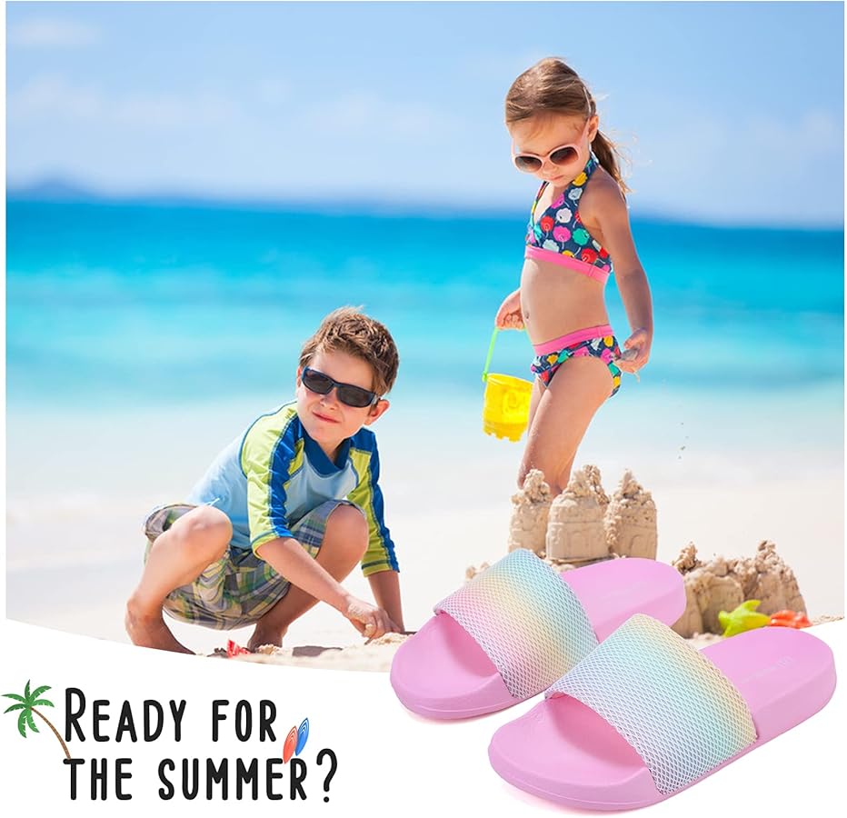 Ciabatte Bambina Estive Antiscivolo - Pantofole In PU E Rete, Suola EVA Per Spiaggia E Piscina