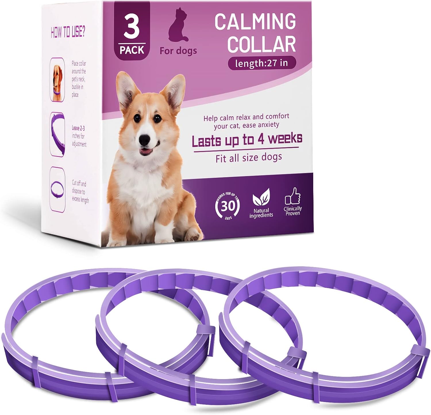 3 Pack Calming Collar for Dogs, Dog Calming, Pheromone Dog