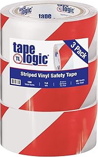 Aviditi Tape Logic Multipurpose Striped Vinyl Safety Tape, (Bulk Pack of 3) 2 Inch x 36 Yards, Red/White, Heavy-Duty 7 Mil Thick - Moisture/Grease Resistant, Floor Marking and Social Distancing