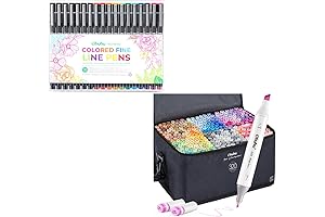OHUHU Marker Pens 320 Pack - 11 Vibrant Colored Fineliners and 7...