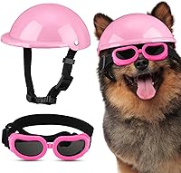 Vista 10 de Frienda Casco y Gafas para Perros, Gafas de Protección UV para Perros y Casco de Motocicleta para Cachorros de 4 Pulgadas con Almohadillado Adorable