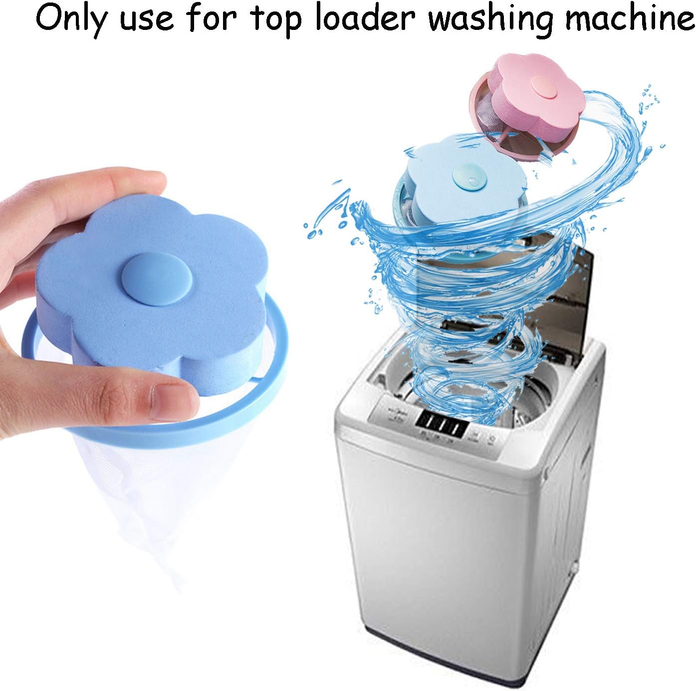 Reusable Top Loader Washing Machine Handy Lint Trap Debris Filter Mesh Pouch Dog Cat Pet Fur Remover Hair Catcher Washer Hair Catcher, 6 Pieces