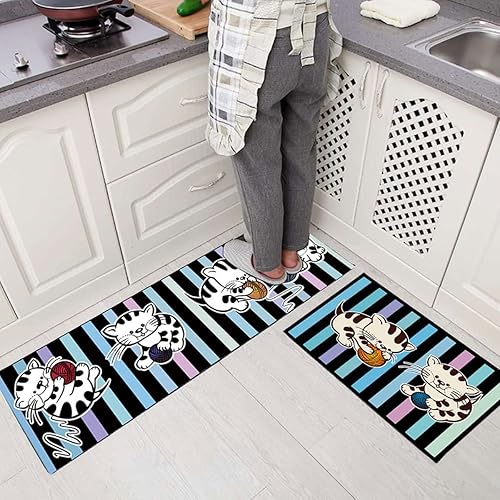 Miniatura 4 de Juego de alfombras de cocina antifatiga, 1 pieza, antideslizantes, acolchadas, cómodas, de pie, impermeables, 16 x 47 pulgadas