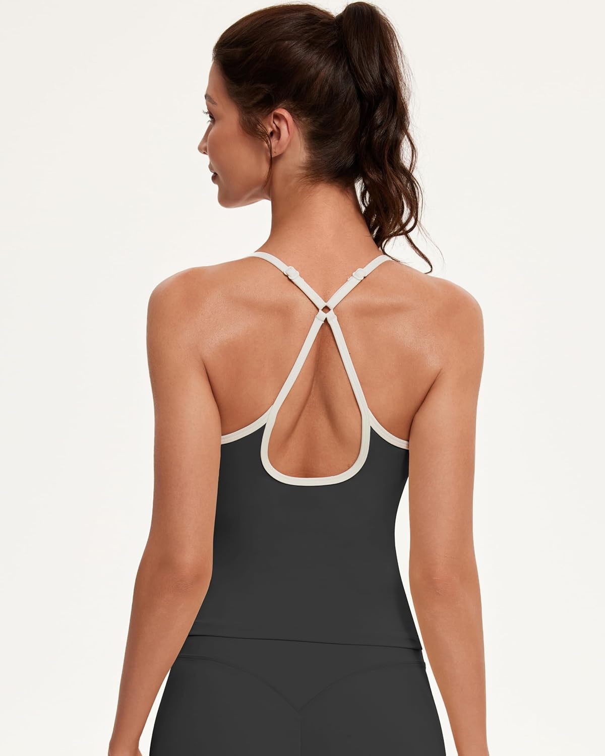 OMKAGI Sports Bras for Women Cute Sweetheart Neck Workout Tank Tops Open Back Yoga Bra Top - Image 8