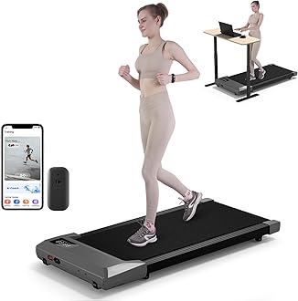 DeerRun 2025 Upgrade Walking Pad - Raceable Smart Under Desk Treadmill with Rewards Program, Quick Setup, 2.5HP, APP/Remote Control, LED Display, 300 lbs Capacity