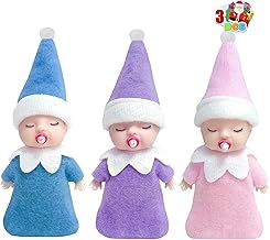 3pcs Christmas Elf Baby Mini Dolls,Christmas Baby Elves Twins Cute Little Elfs,Naughty Tiny Baby Elf Doll Novelty Toys Christmas Tradition Small Dolls for Girls Boys Kids Gift Xmas Stocking Stuffers