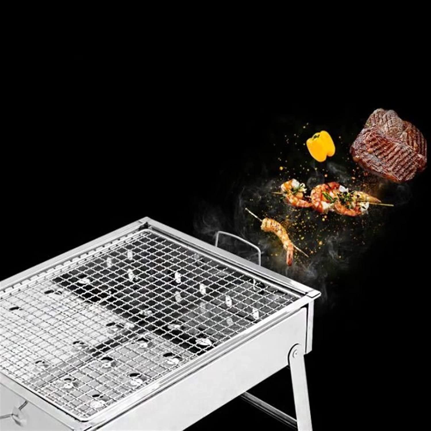 Grille Na Węgiel Drzewny Ze Stali Nierdzewnej, Turystyczne, Kempingowe, Grill Na Węgiel Drzewny Do Grillowania Na Świeżym Powietrzu, Srebrny Grill Piknikowy Na Węgiel Drzewny Do Grillowania
