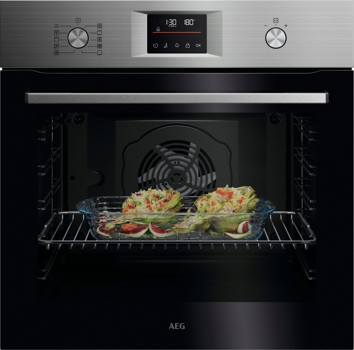AEG 5000 Series Built-In Oven OU5PB40SM, 72 L, SurroundCook Multilevel Cooking, Pyrolytic Cleaning, EXPlore LED Display, 30–300°C, Energy Class A+, Stainless Steel Antifingerprint