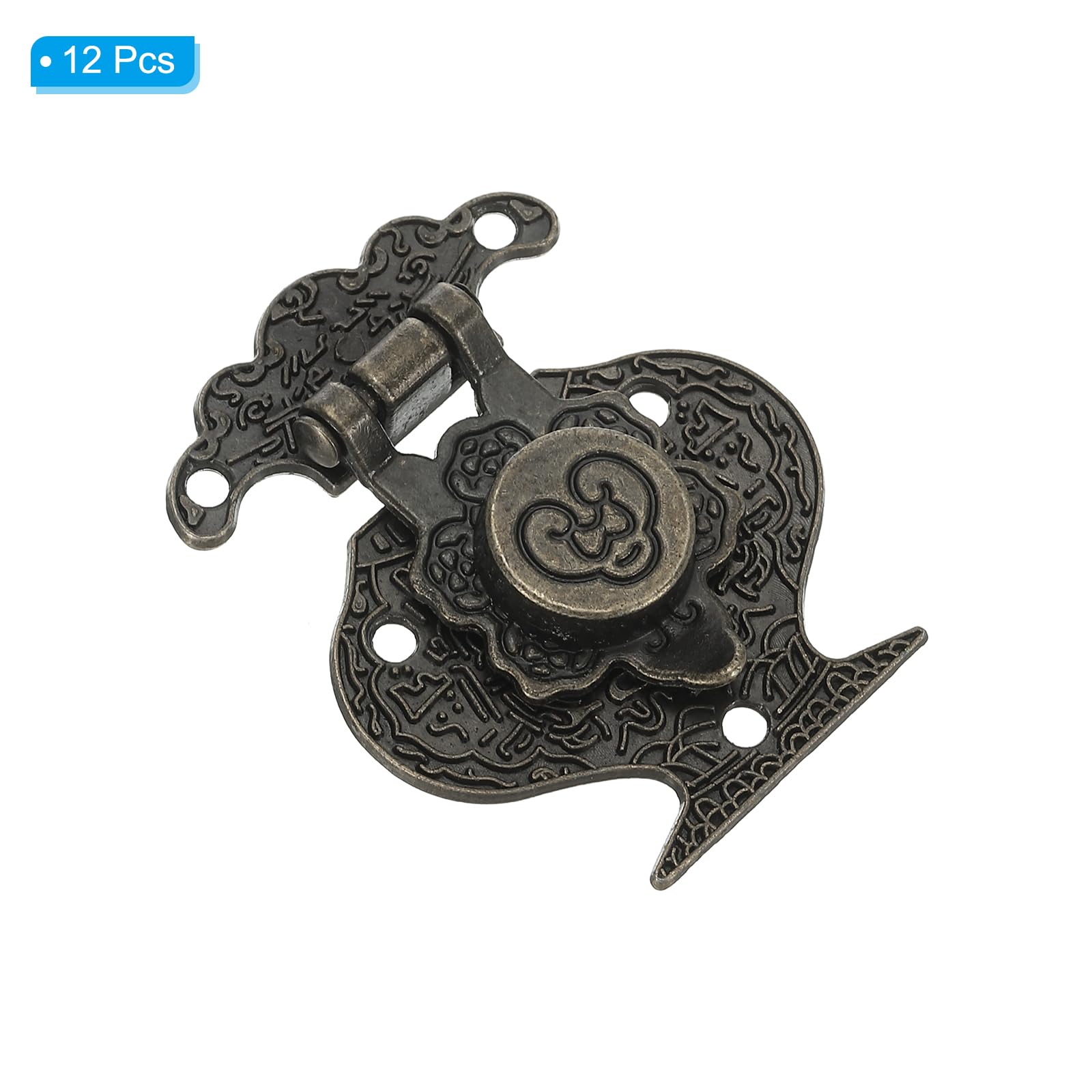 PATIKIL Toggle Catch Lock 1.9" x 1.5" 12 Pack Zinc Alloy Vintage vase Hasp Latch Retro Style Clasp Latch for Wooden Jewellery Box Decoration Suitcase Bronze - Image 3