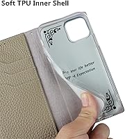 Vista 34 de iCoverCase Funda tipo cartera compatible con iPhone 13 Pro Max con ranuras para tarjetas, funda magnética de piel auténtica con bloqueo RFID, Naranja