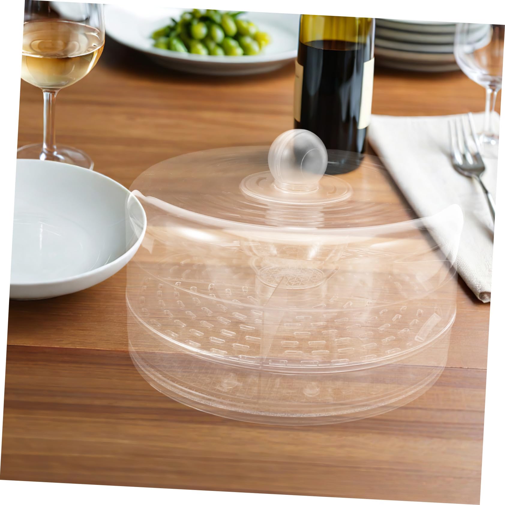 ULTECHNOVO Drehbarer Servierteller für Obst und Gemüse Transparente Kunststoffbox mit Deckel und Trennwänden Multifunktionale Lebensmittel-aufbewahrungsbox als Salatbehälter für Kühlschrank U