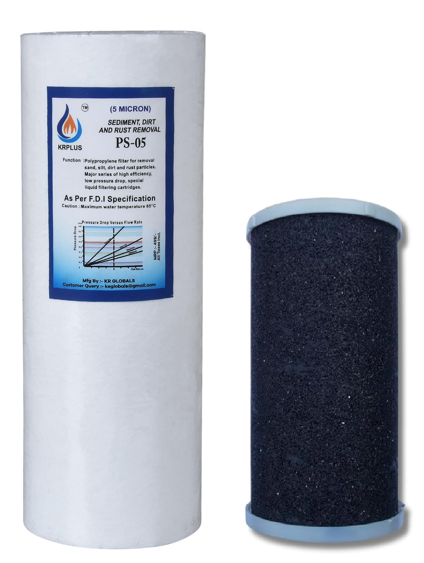 KRPLUS 7.5 Inch Spun Filter with 4 Inch Carbon Core Filter Cartridge Compatible with Pureit Water Purifiers, Pack of 2-image-5