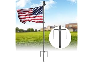 Heavy Duty Ground Flag Pole Kit - 8.5FT Tangle-Free Standing Flag Pole with Windproof Prong