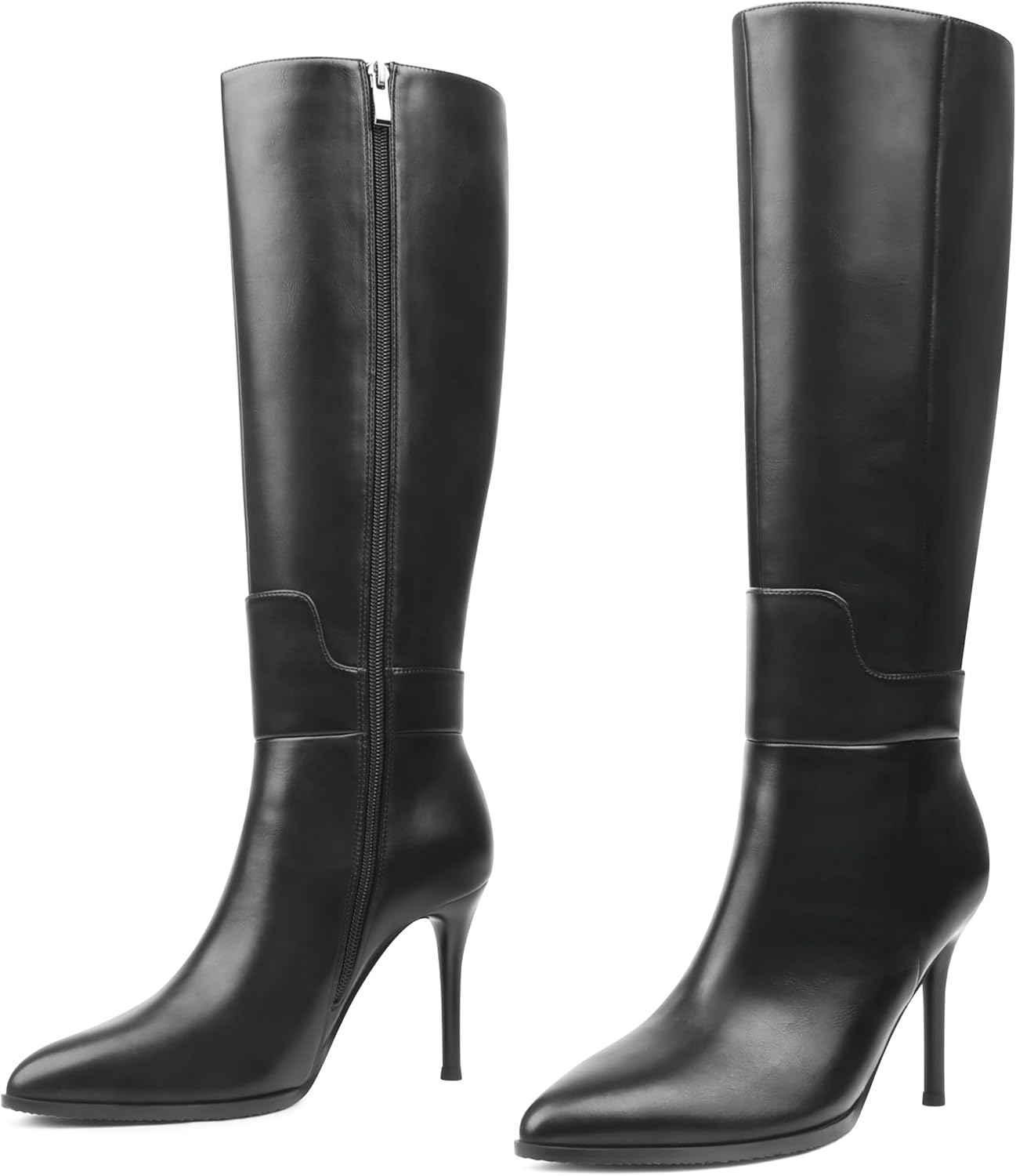 MERUMOTE Stiletto Knee High Boots Women Sexy Pointed Toe Zipper High Heels Boots