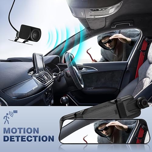 Miniatura 4 de Espejo de cámara de tablero con pantalla táctil de 10 pulgadas con cámaras delanteras y traseras 1080P, visión nocturna, conectividad WiFi y cámara