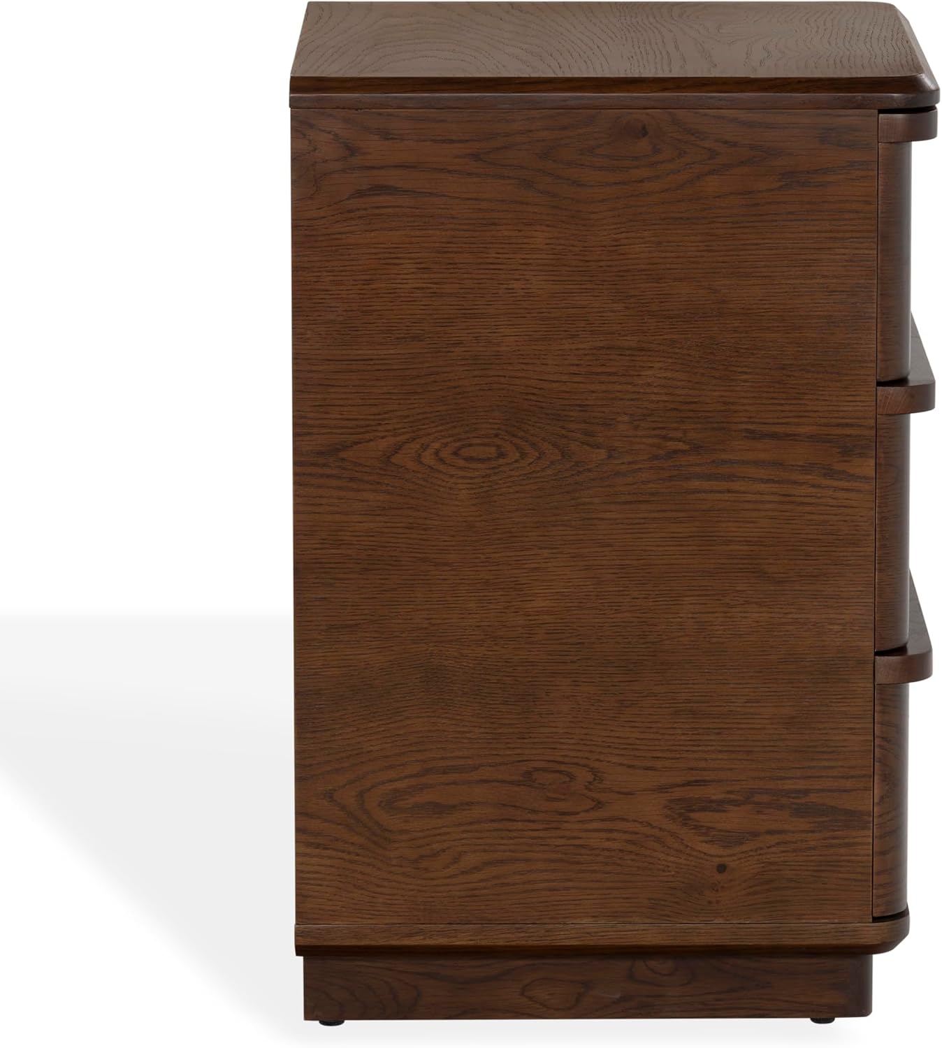 SAFAVIEH Couture Collection – Guillermo Walnut 3 Drawer Wood Nightstand, Fully Assembled Modern Bedroom Storage Accent (SFV4270A)