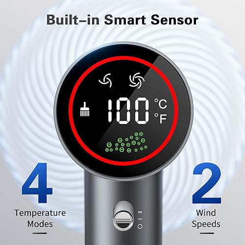 Miniatura 2 de Secador de pelo, secador de pelo iónico negativo con secadora profesional de alta velocidad de 160, 000 RPM, motor sin escobillas para secado