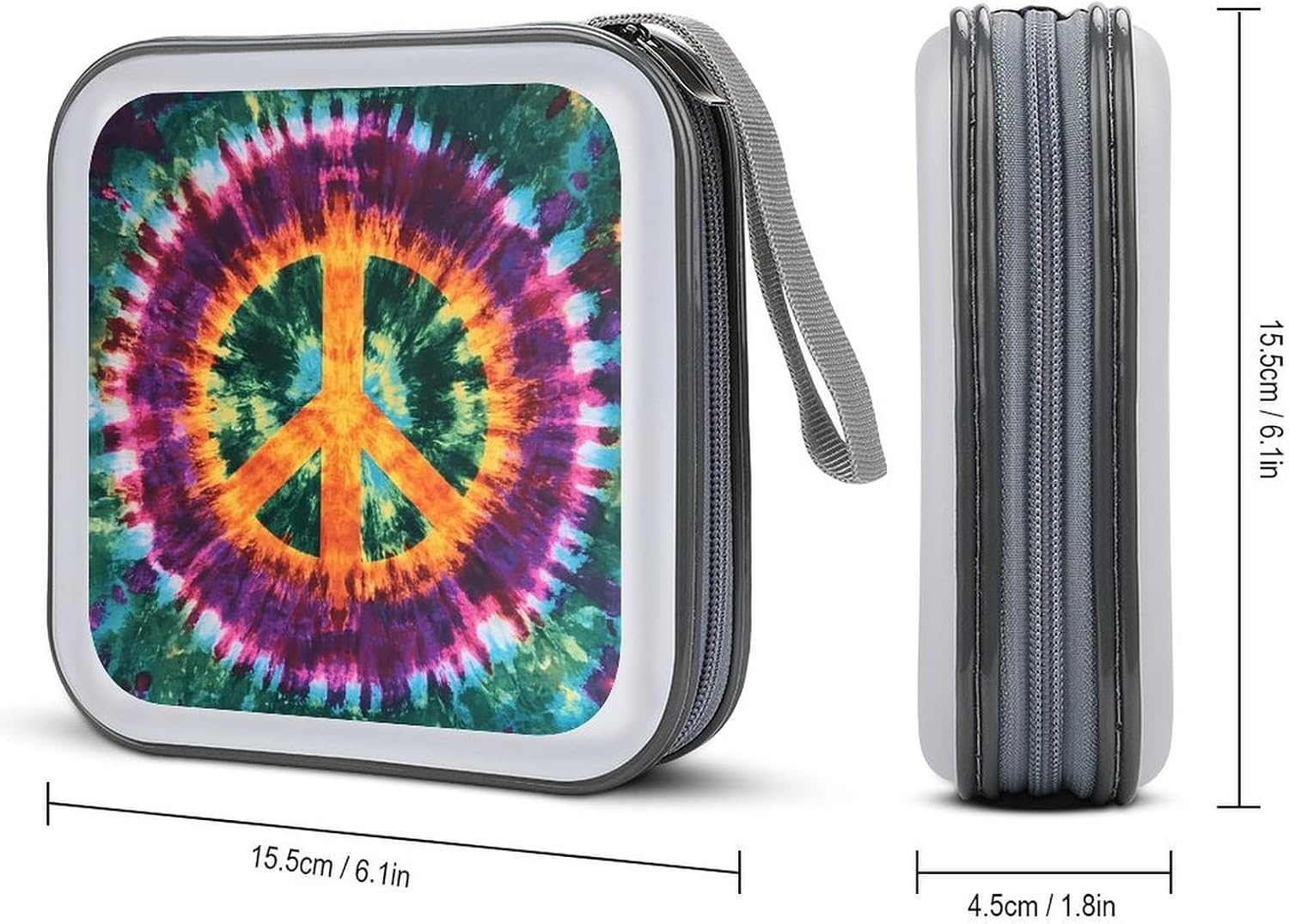 Peace Symbol Camouflage Gradient CD Case Portable DVD Storage Box CD Wallet Holder Binder Organizer for Car Home