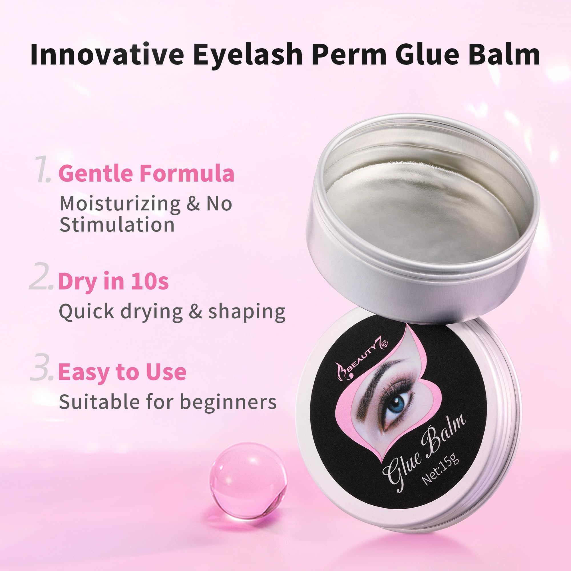 Lash Lift Glue Balm, Colla per Lifting Ciglia Semi Permanente per Laminazione Sopracciglia, Colla Lifting Professionale Aggiornato e Asciugatura Rapida, con Mini Spazzola - 15 g